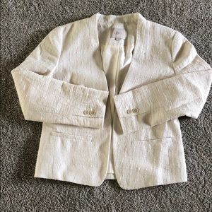 LOFT collarless cream, textured blazer - size S